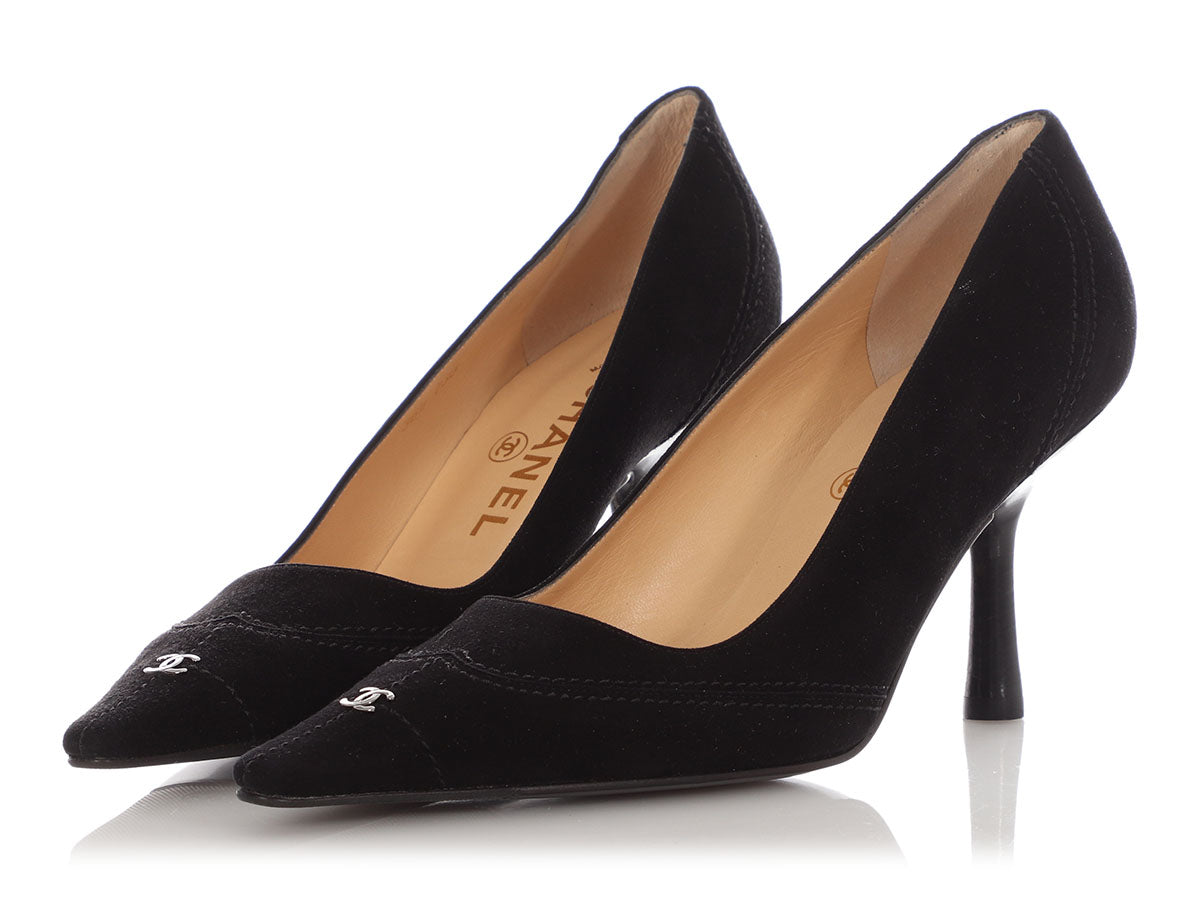 Chanel Black Suede Pumps