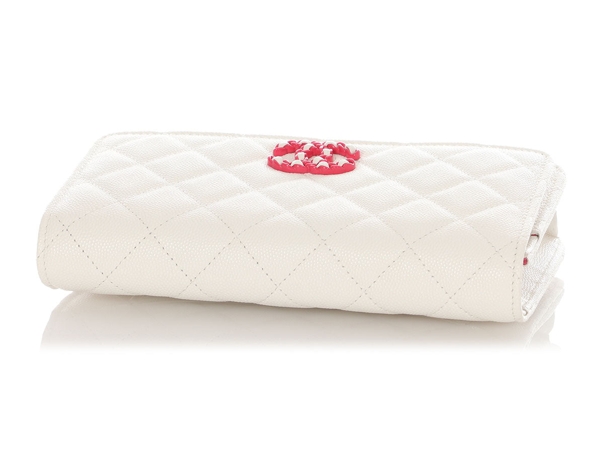 Chanel White Quilted Caviar Wallet on Chain WOC