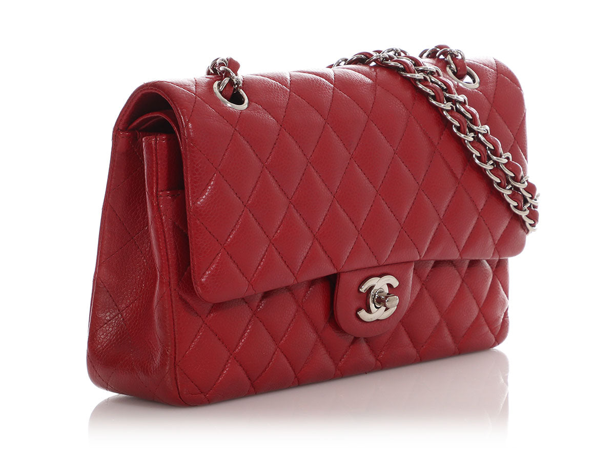 Chanel Medium/Large Red Quilted Caviar Classic Double Flap