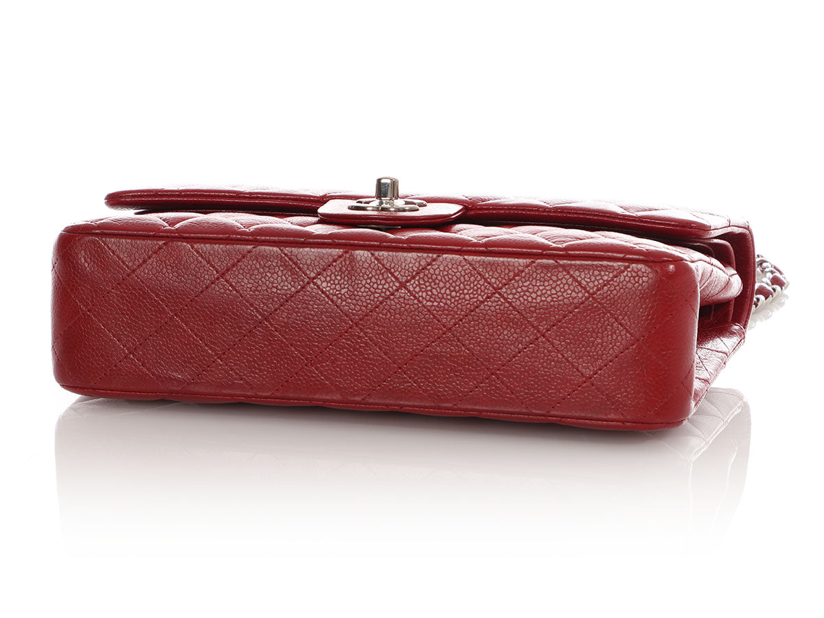 Chanel Medium/Large Red Quilted Caviar Classic Double Flap
