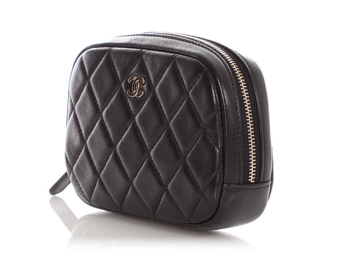 Chanel Small Black Lambskin Curvy Cosmetic Case