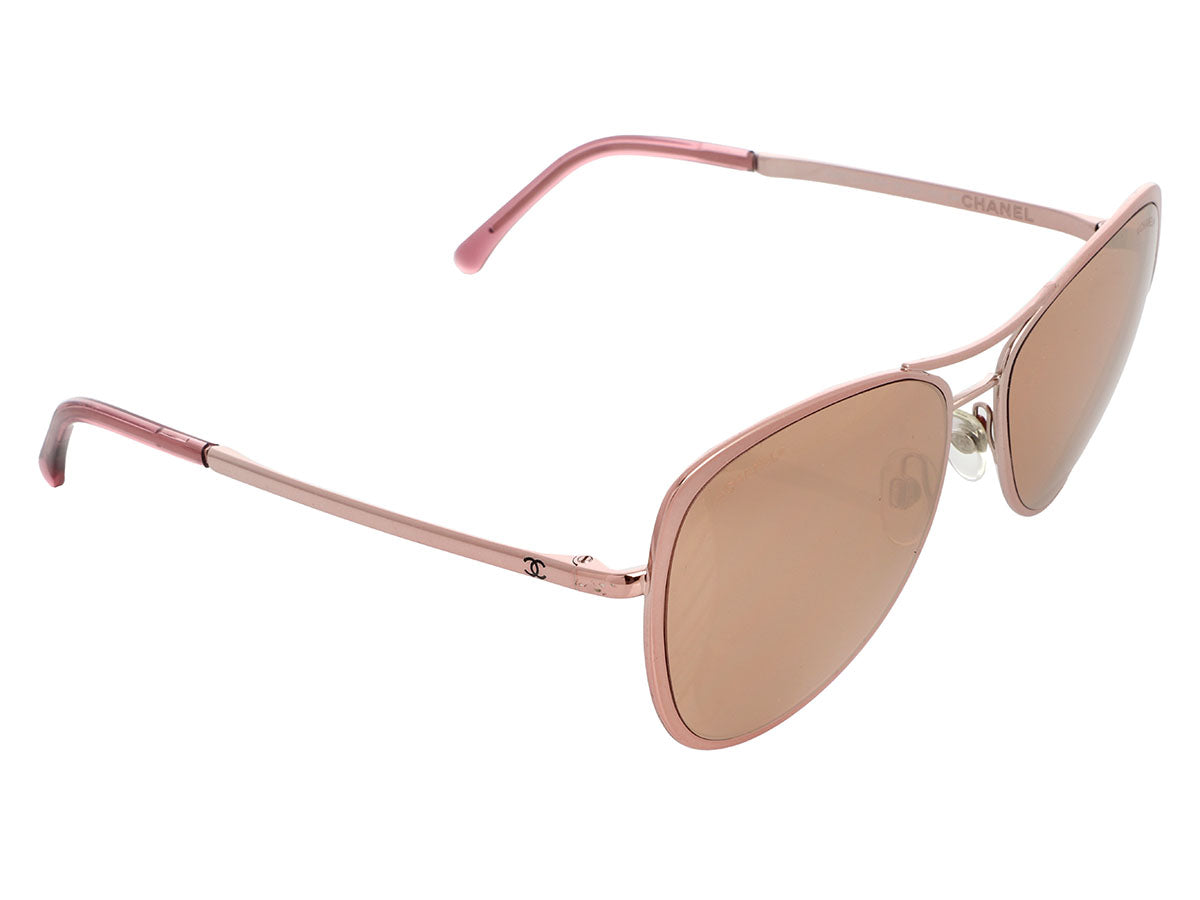 Chanel Rose Gold Mirrored Aviator Sunglasses