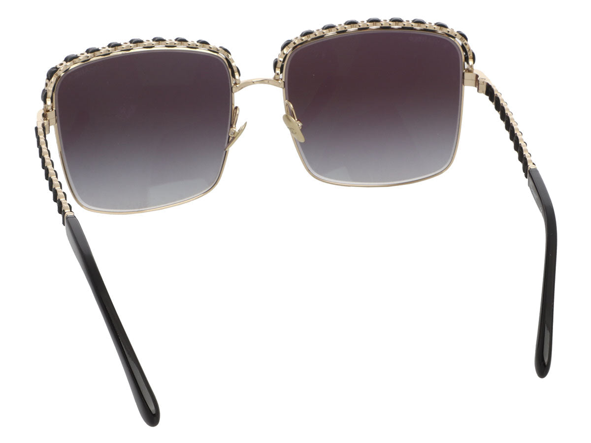 Chanel Gold and Leather CC Sunglasses