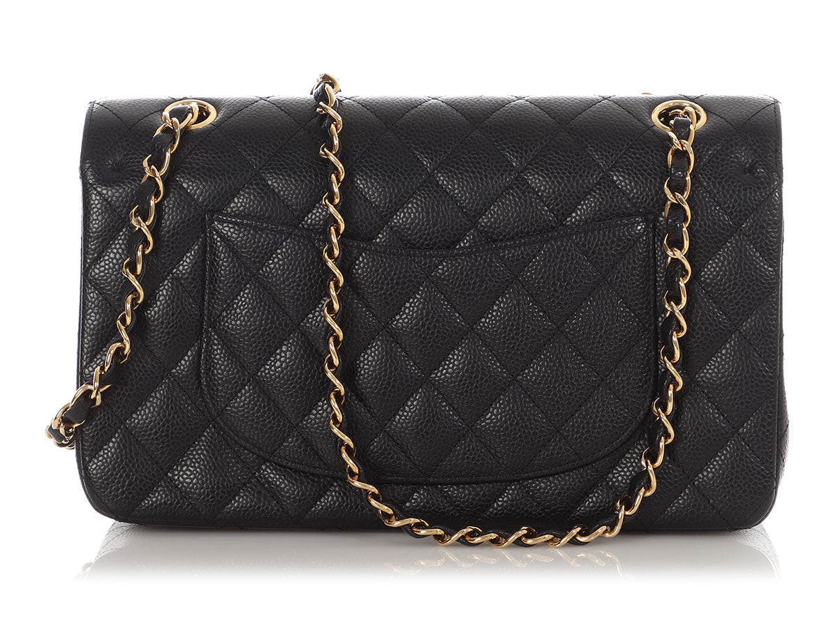 Chanel Medium/Large Black Quilted Caviar Classic Double Flap