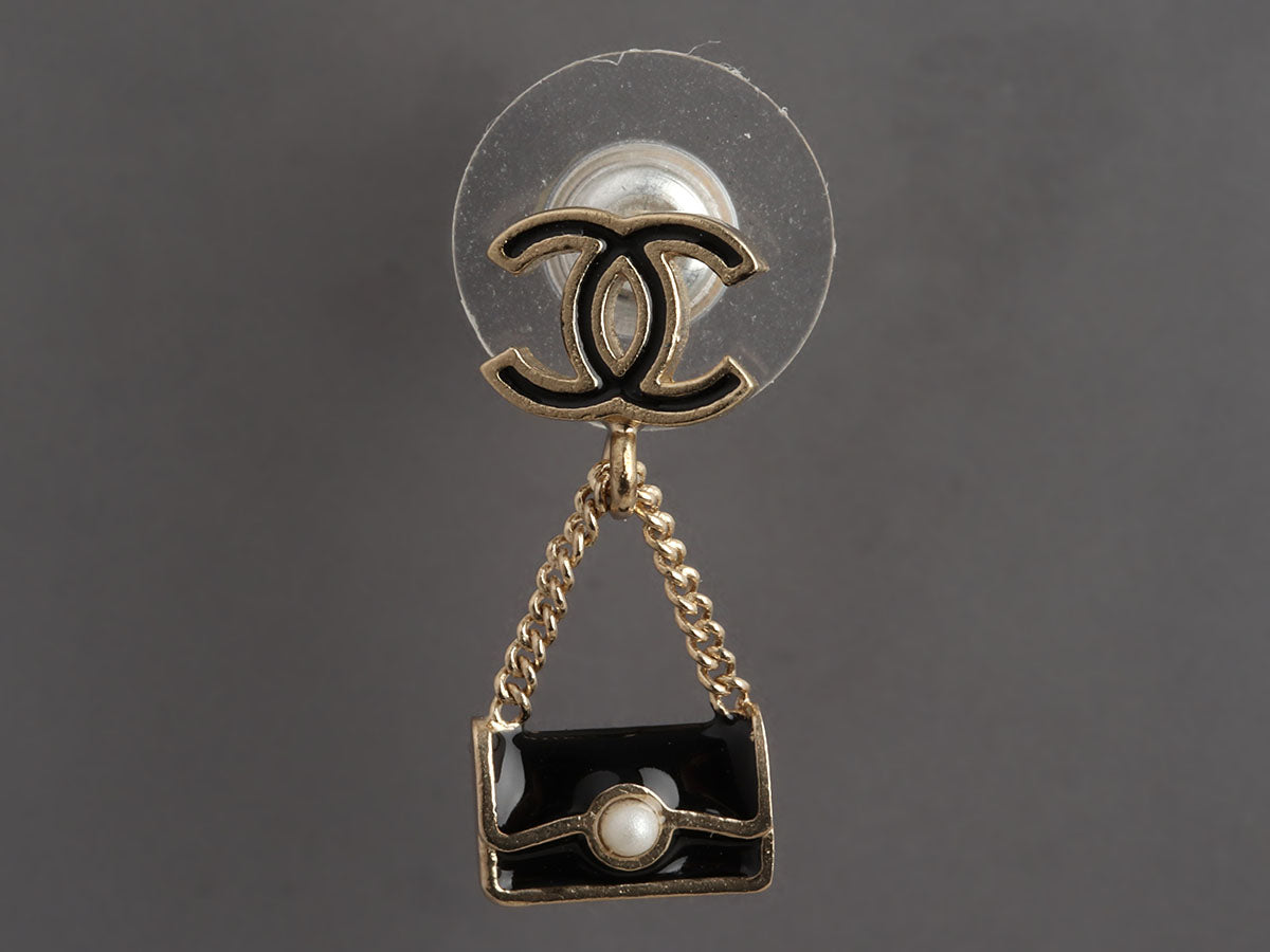 Chanel Tiny Handbag Drop Pierced Earrings