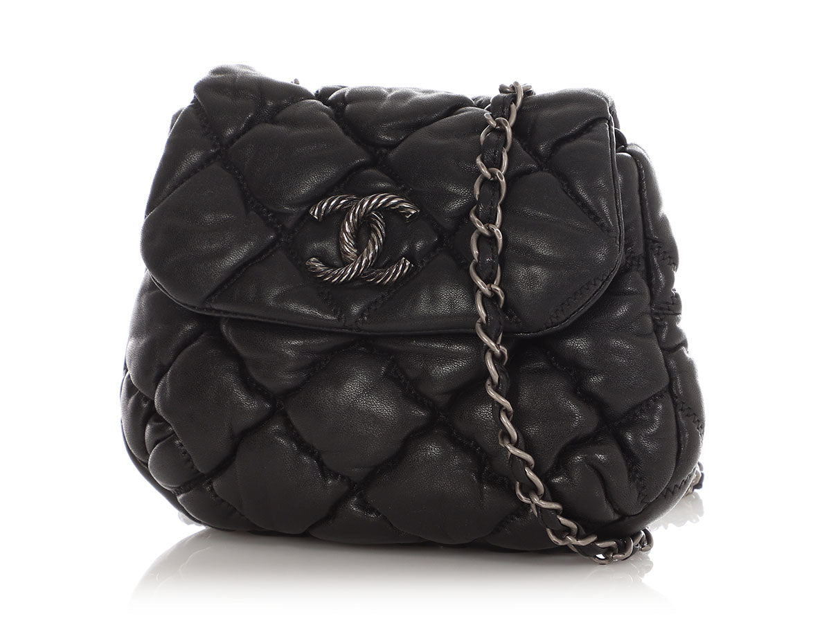 Chanel Mini Black Bubble Quilt Lambskin Paris-Moscow Crossbody