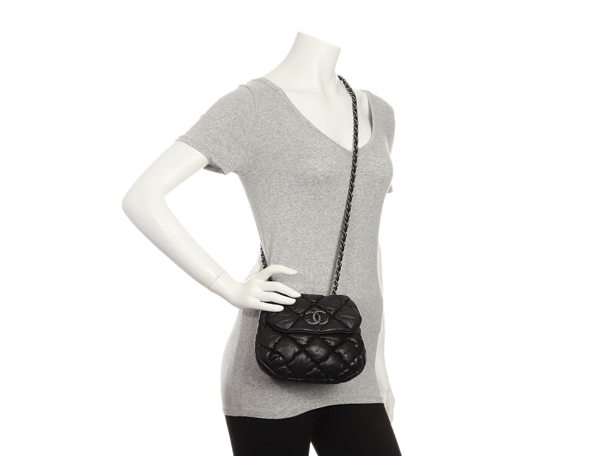 Chanel Mini Black Bubble Quilt Lambskin Paris-Moscow Crossbody