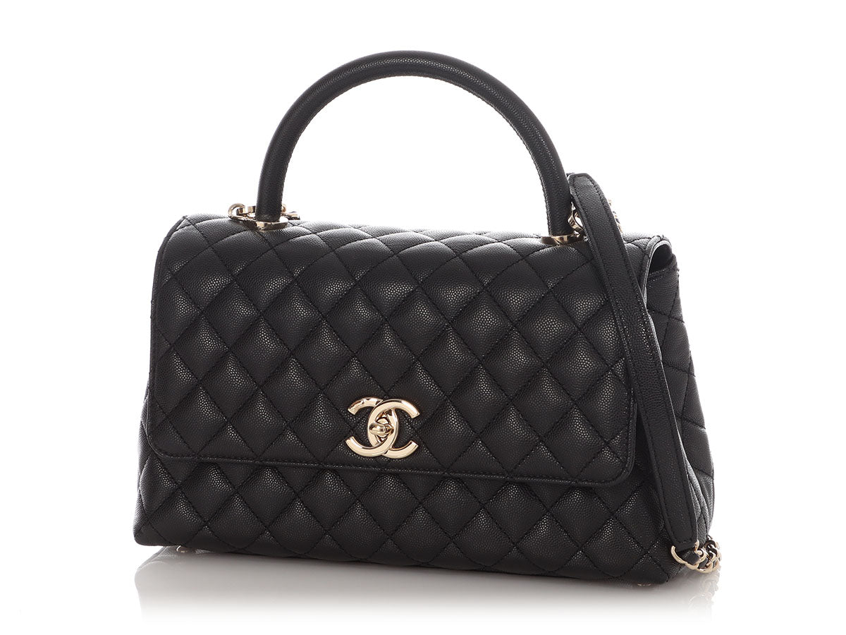 Chanel Small Black Quilted Caviar Coco Handle