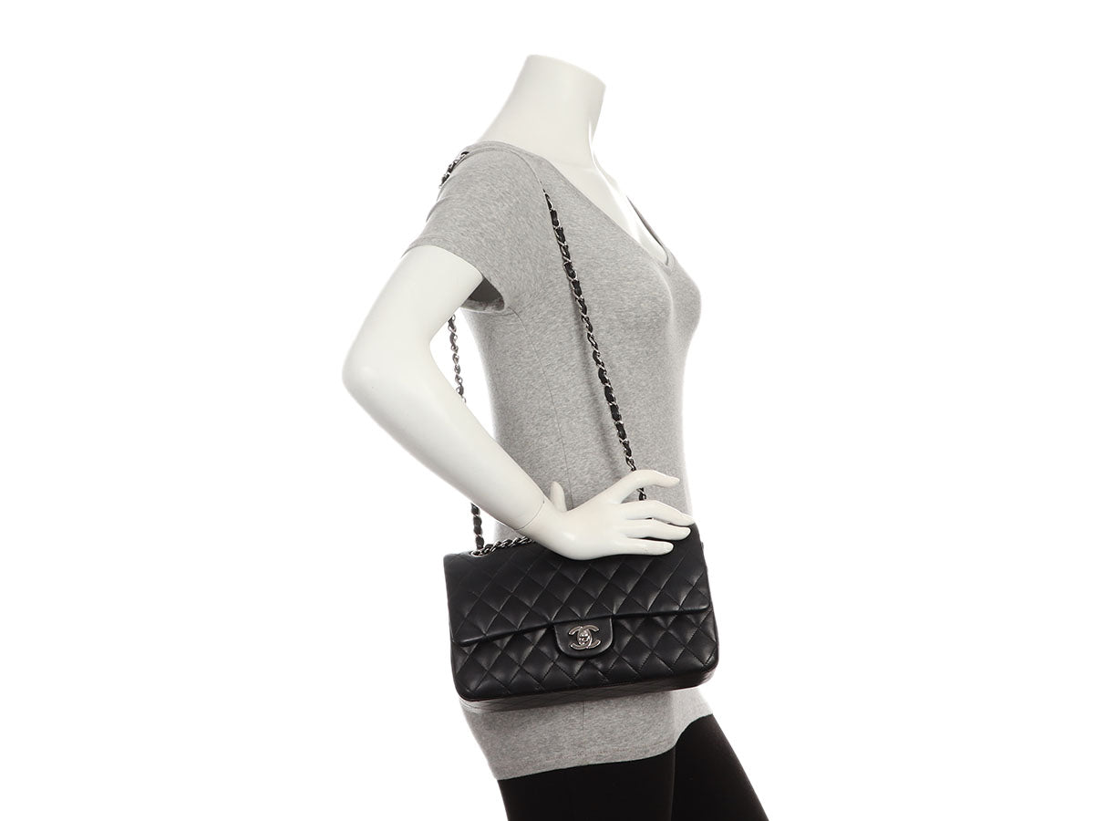 Chanel Medium Black Quilted Lambskin Classic Double Flap