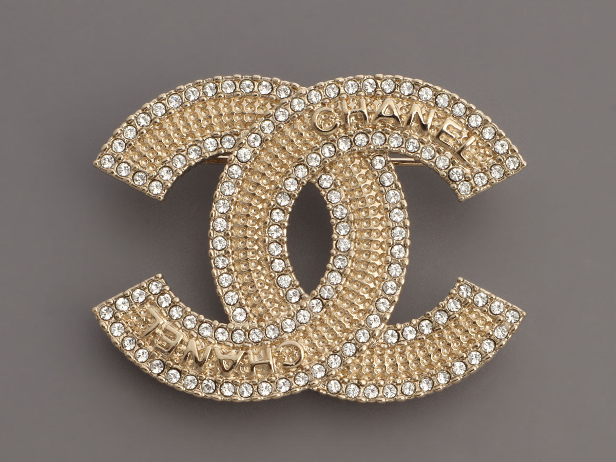 Chanel Medium Crystal CC Logo Brooch