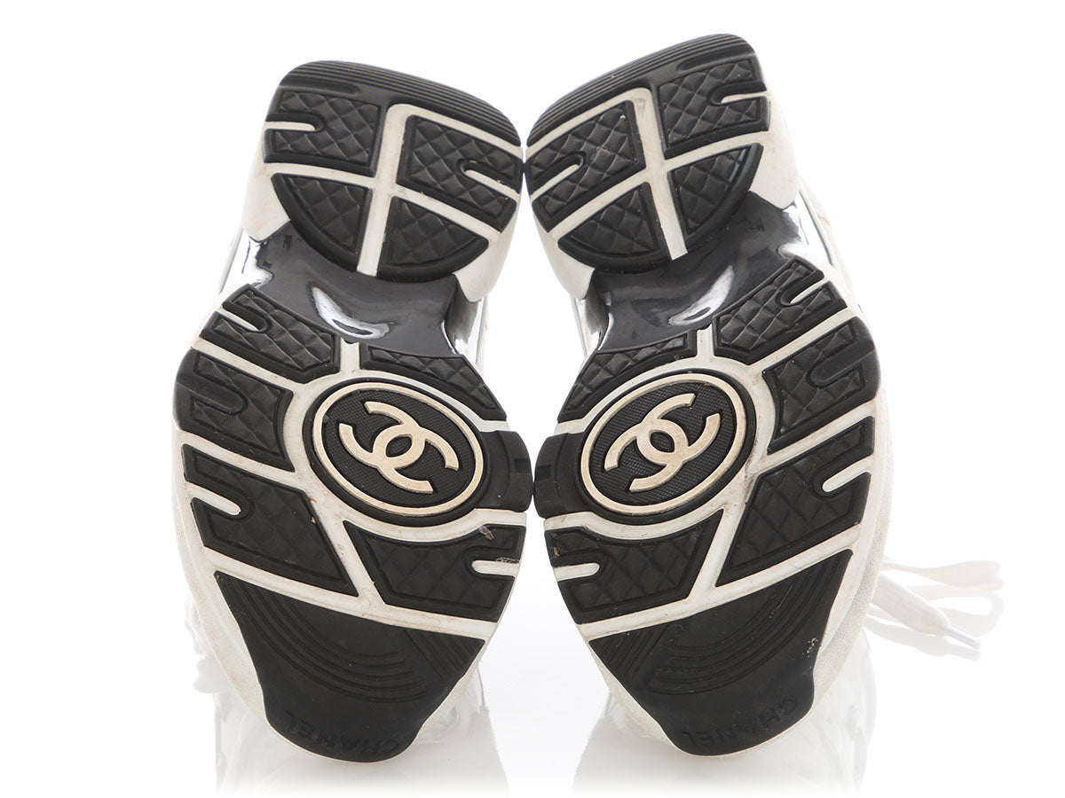 Chanel Silver and Pink CC Sneakers