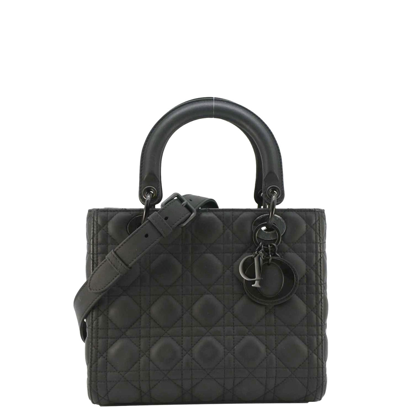 CHRISTIAN DIOR Lady Dior Ultra Matte Cannage Calfskin Leather Shoulder Bag Black