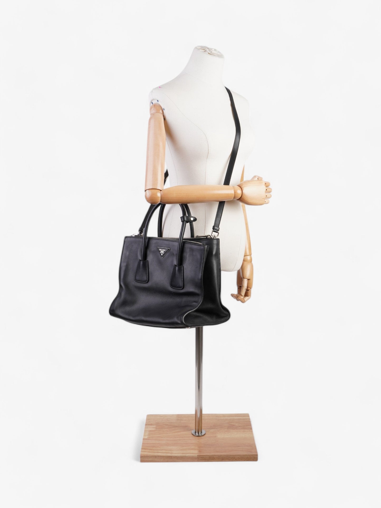 Prada Twin Pocket Tote Black Leather Medium