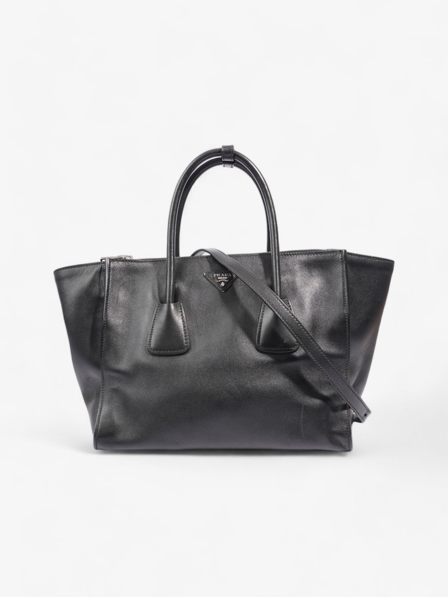 Prada Twin Pocket Tote Black Leather Medium