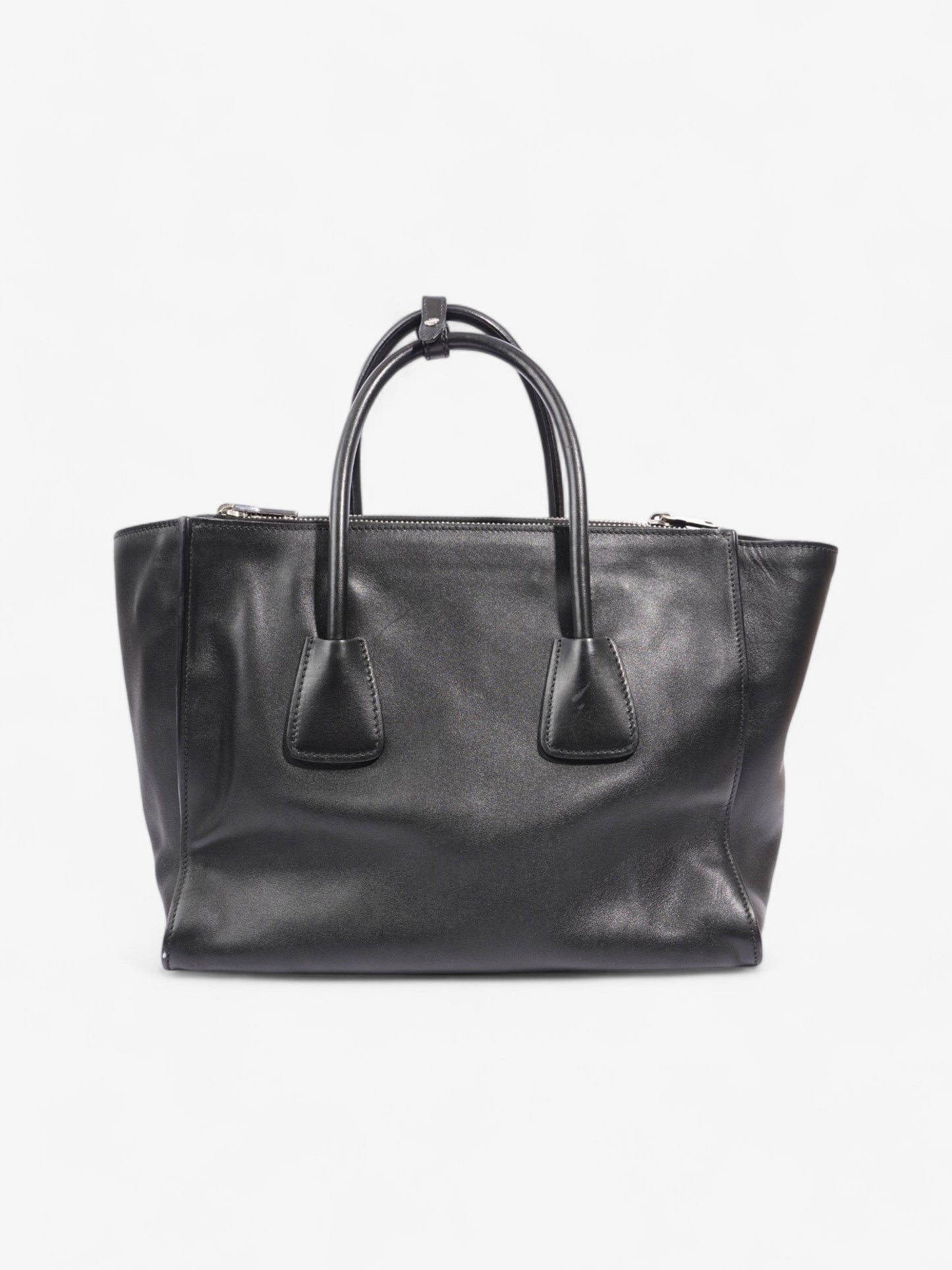 Prada Twin Pocket Tote Black Leather Medium