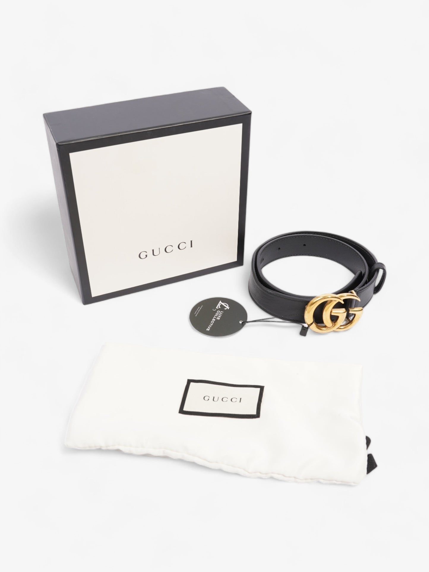 Gucci GG Marmont Thin Belt Black Leather 70cm / 28"