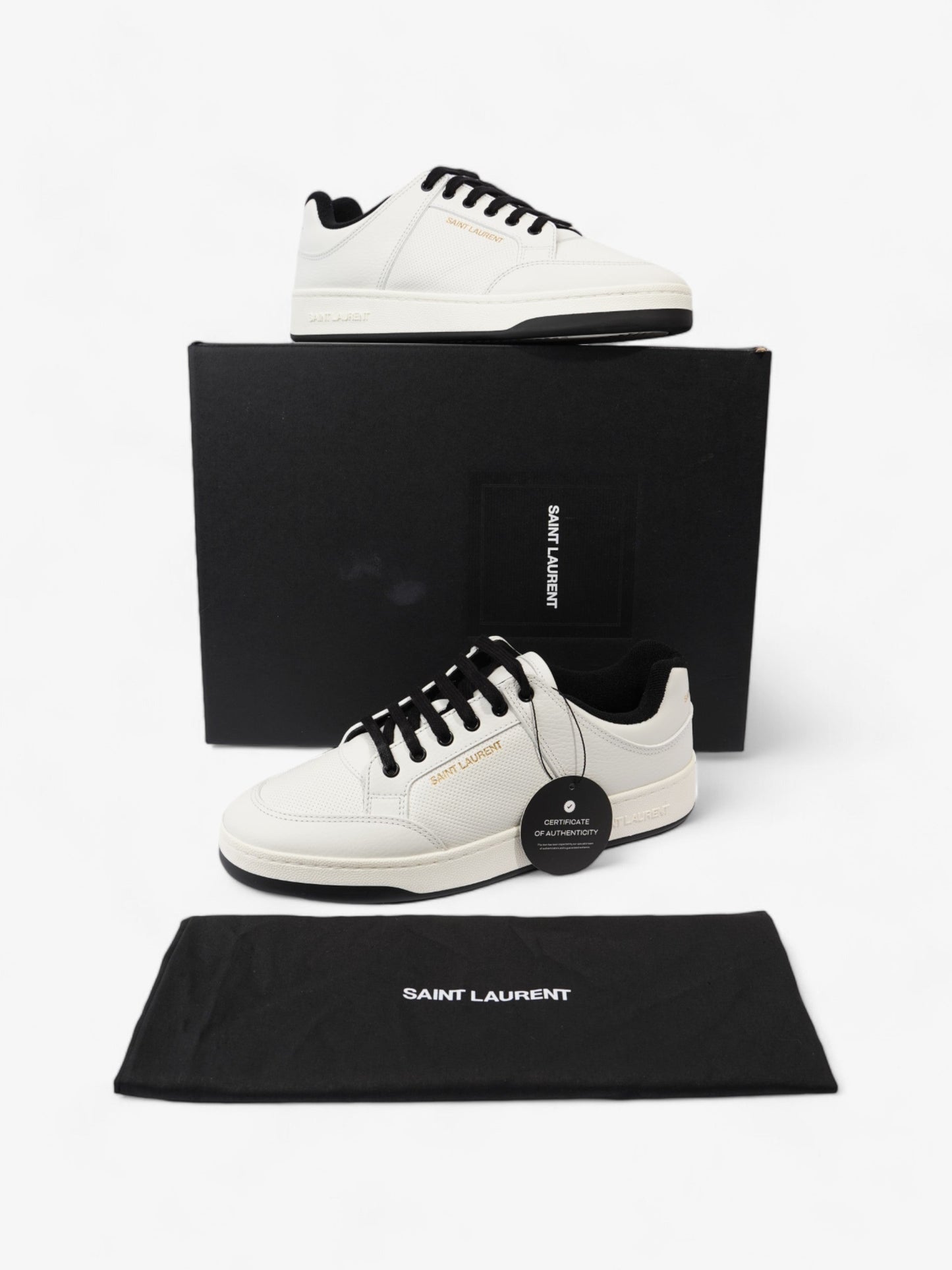 Saint Laurent SL 61/ Perforated Sneakers White / Black Leather EU 43 UK 9