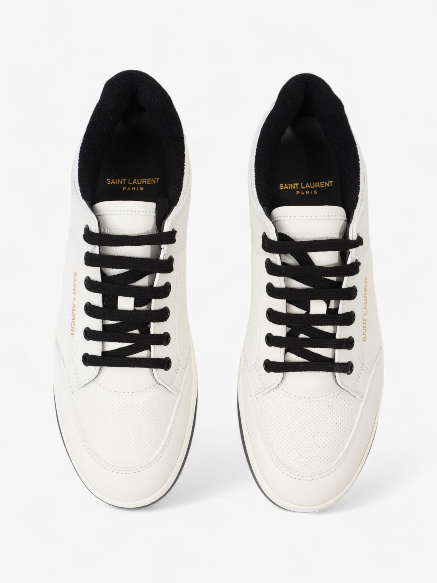 Saint Laurent SL 61/ Perforated Sneakers White / Black Leather EU 43 UK 9