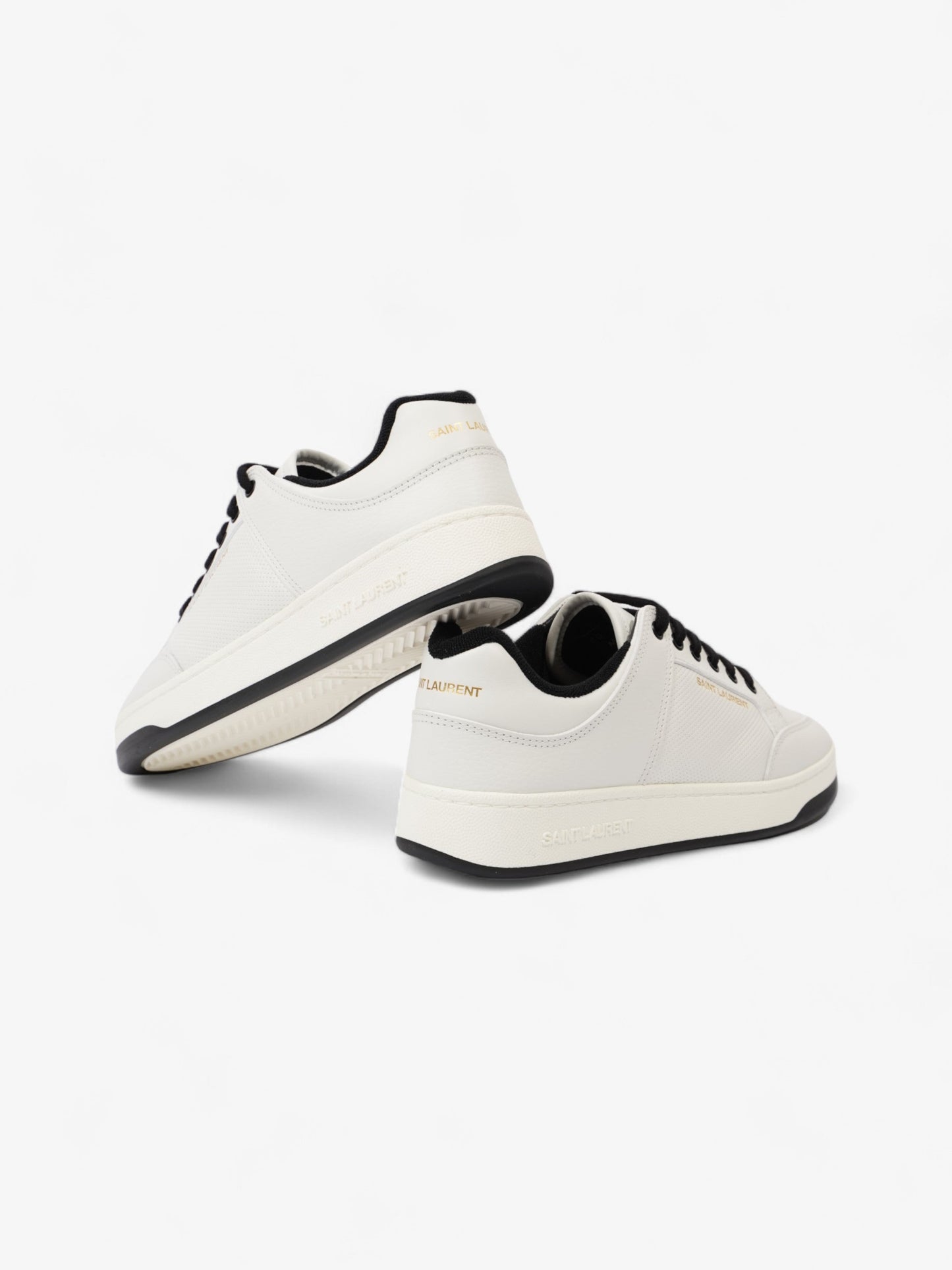 Saint Laurent SL 61/ Perforated Sneakers White / Black Leather EU 43 UK 9