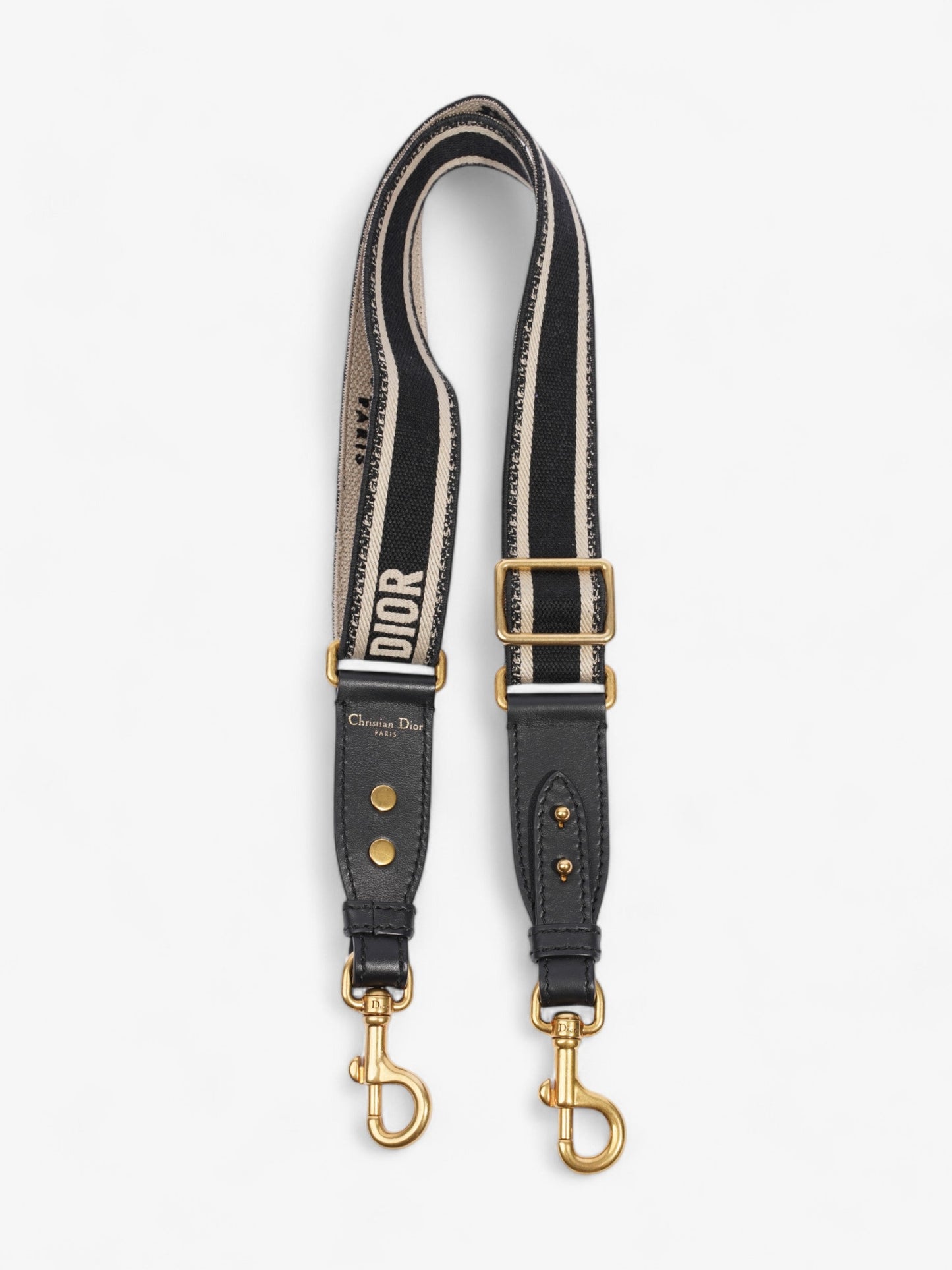 Christian Dior Adjustable Shoulder Strap with Ring Black Oblique Cotton