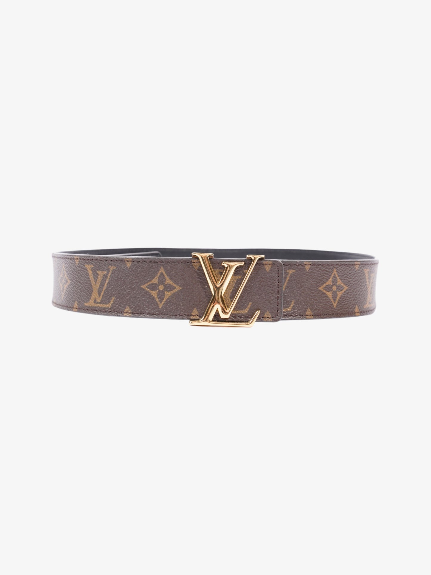 Louis Vuitton LV Initiales Reversible Belt Monogram / Black / Gold Canvas 60cm / 32"