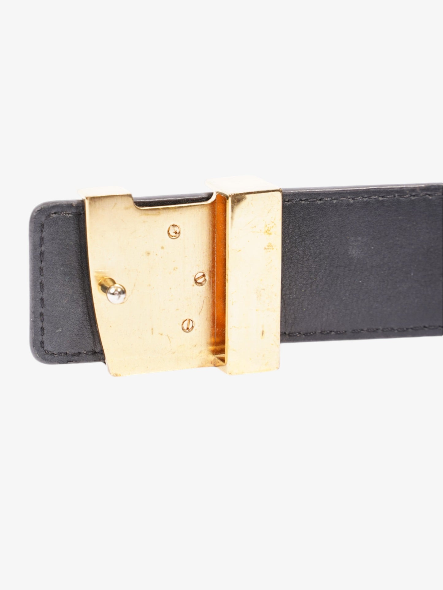 Louis Vuitton LV Initiales Reversible Belt Monogram / Black / Gold Canvas 60cm / 32"