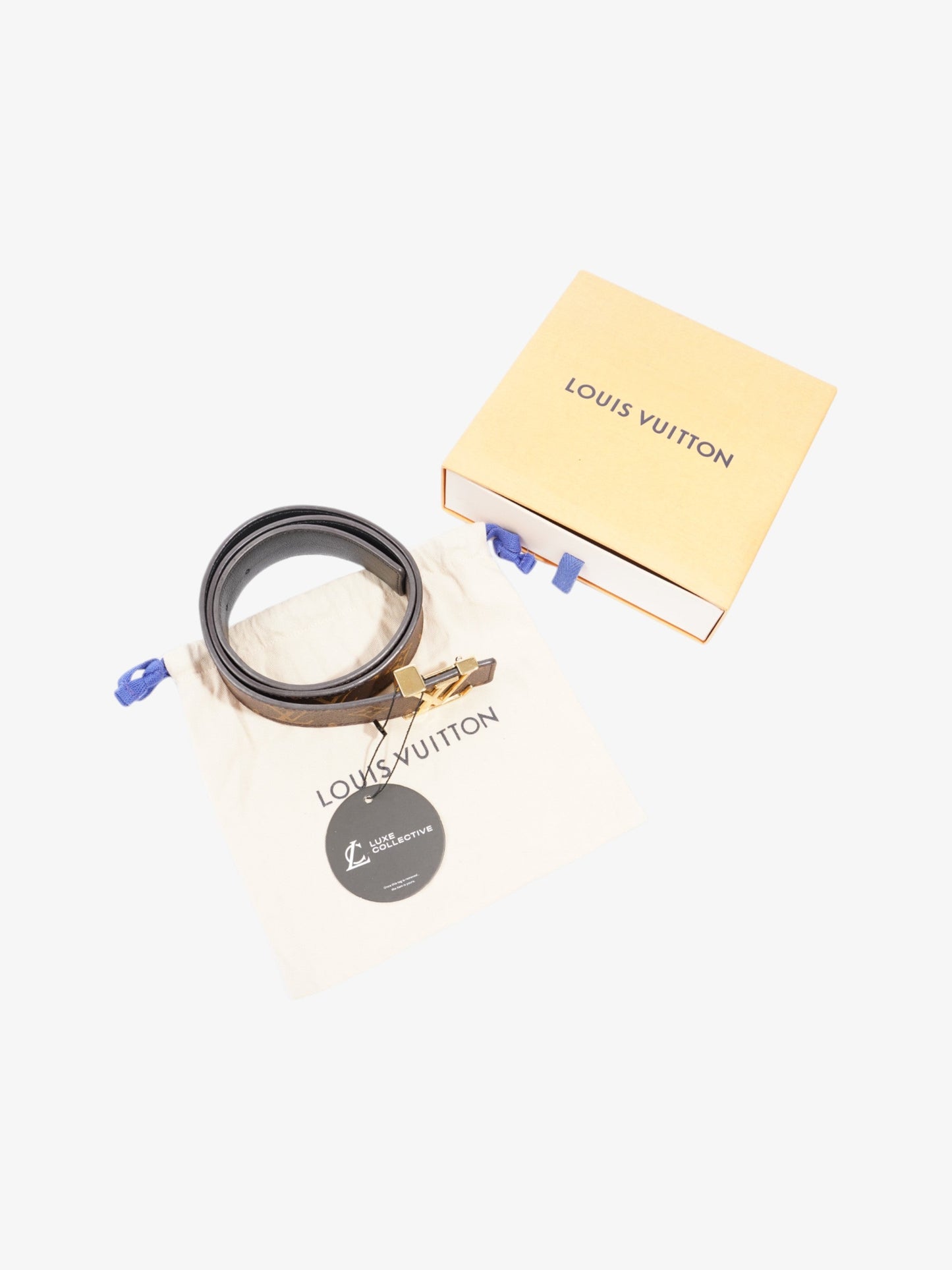 Louis Vuitton LV Initiales Reversible Belt Monogram / Black / Gold Canvas 60cm / 32"