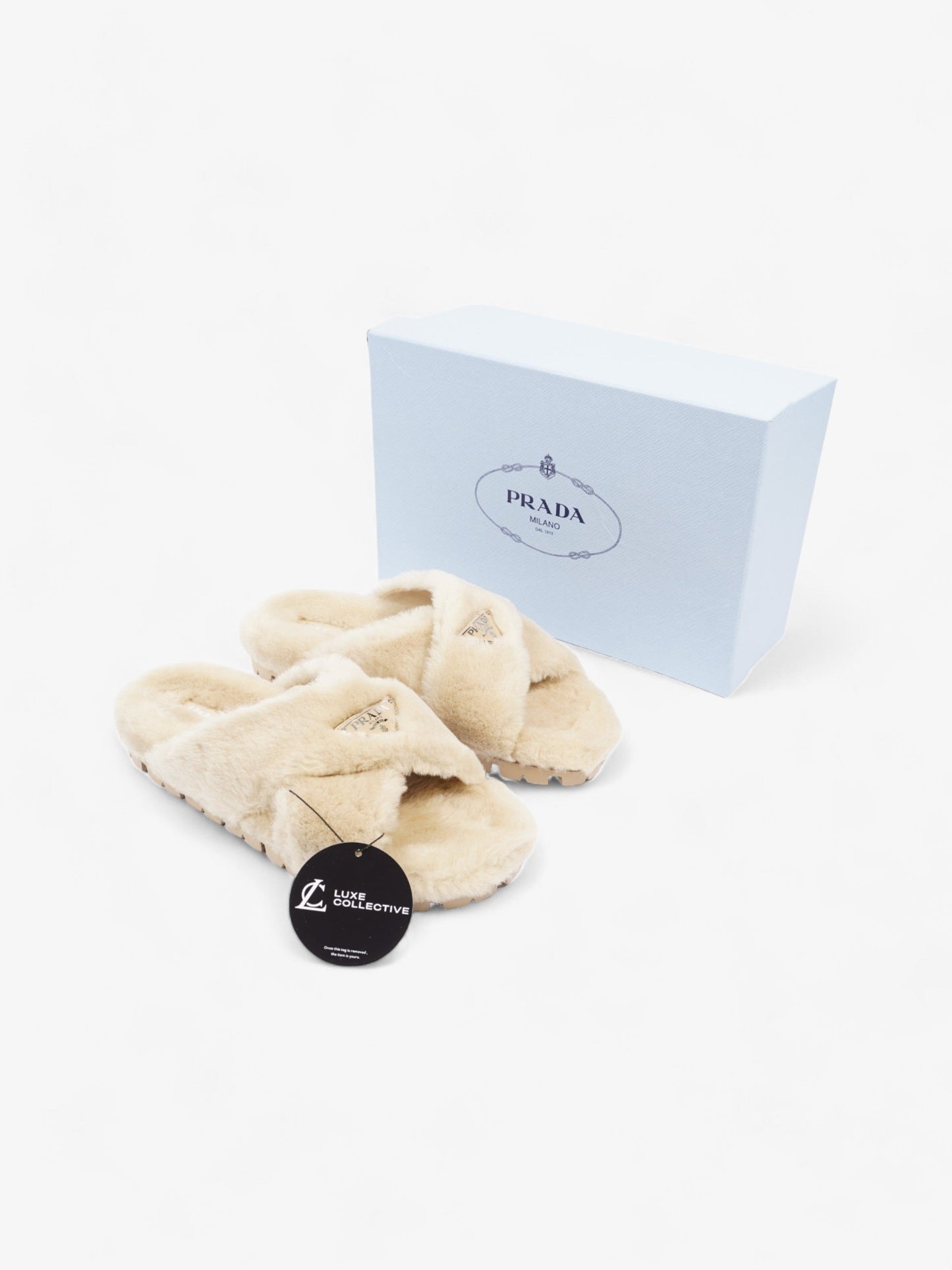 Prada Shearling Sandals Beige Shearling EU 40 UK 7