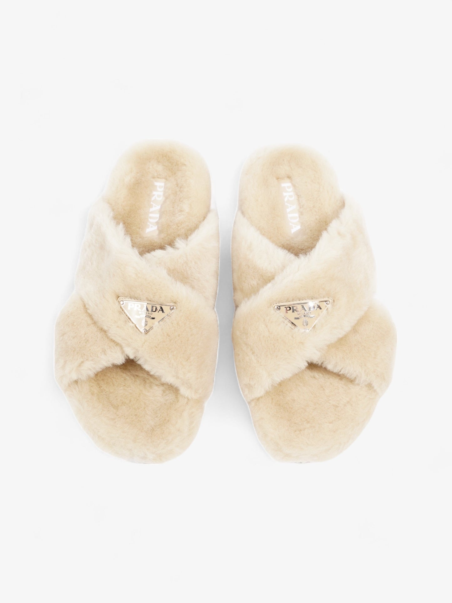 Prada Shearling Sandals Beige Shearling EU 40 UK 7