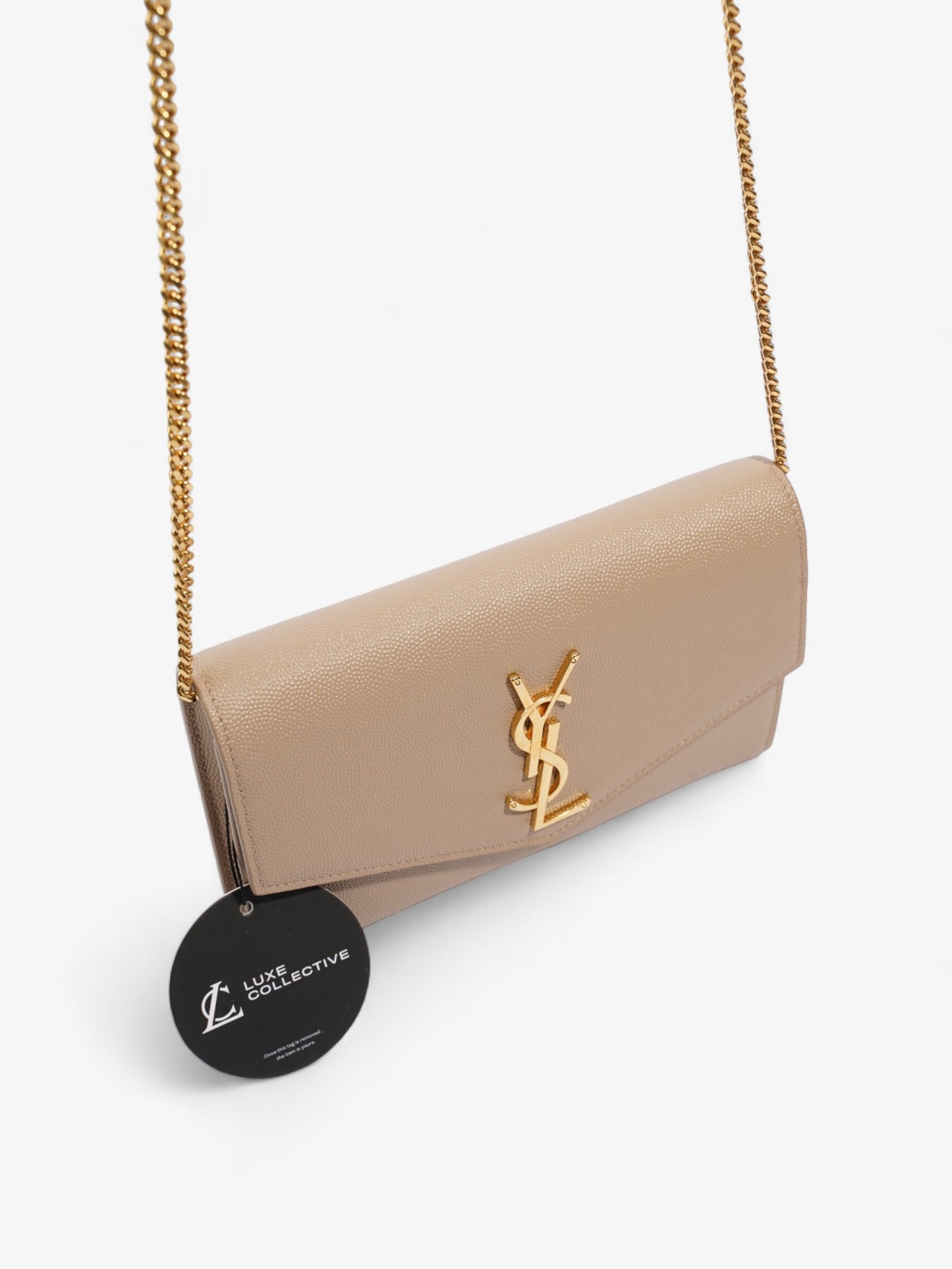 Saint Laurent Uptown Chain Wallet Nude Leather