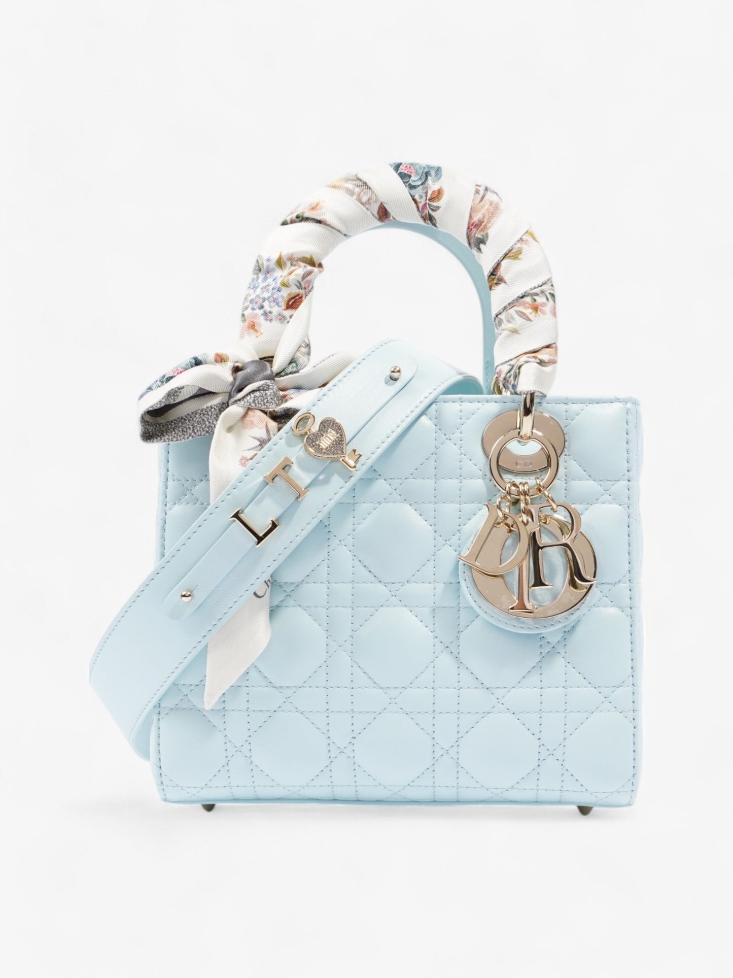 Christian Dior Lady Dior Pale Blue Lambskin Leather Small