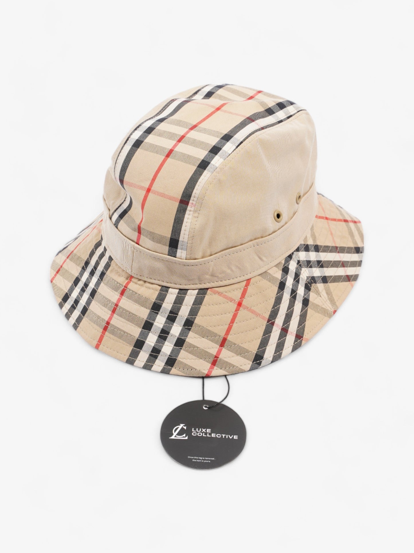 Burberry Supernova Check Bucket Hat Honey Beige Cotton Large