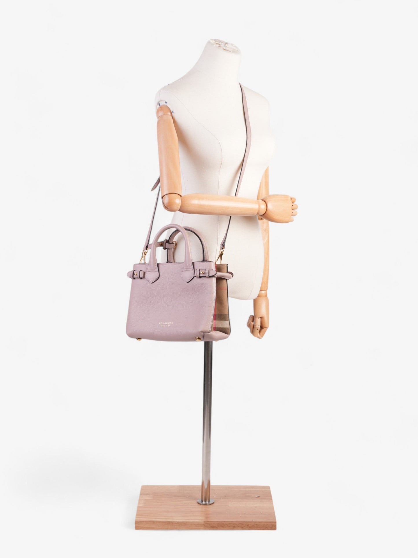 Burberry Banner Bag Pale Orchid / House Check Calfskin Leather Small