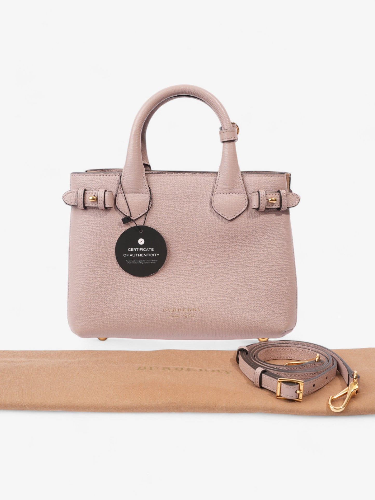 Burberry Banner Bag Pale Orchid / House Check Calfskin Leather Small