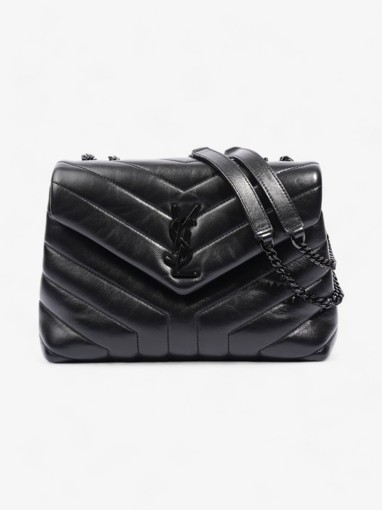 Saint Laurent Loulou Black Calfskin Leather Small