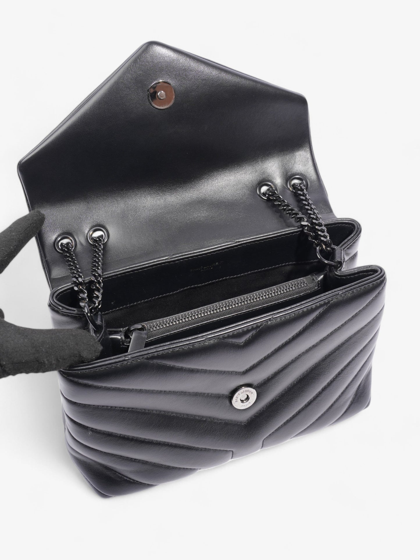 Saint Laurent Loulou Black Calfskin Leather Small