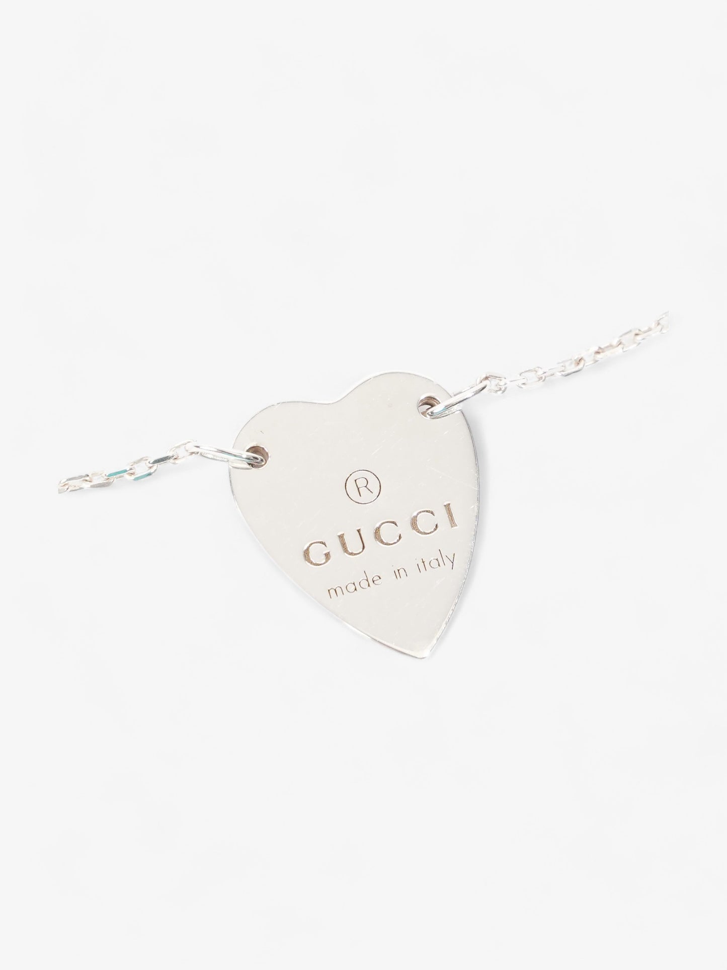 Gucci Trademark Heart Necklace Silver Silver Sterling
