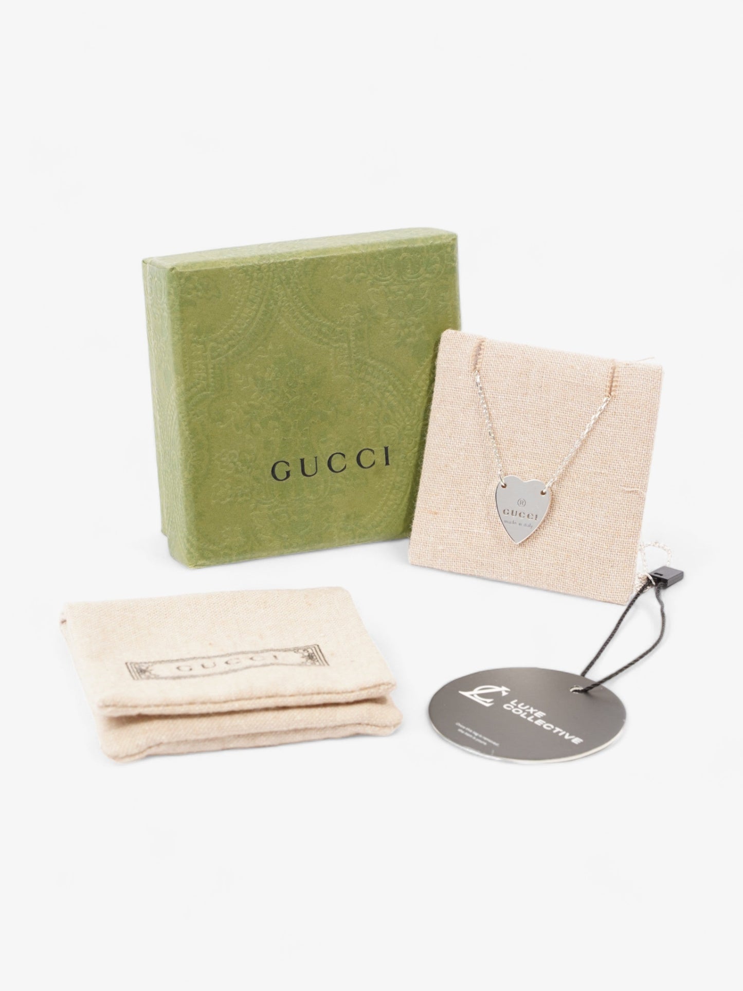 Gucci Trademark Heart Necklace Silver Silver Sterling