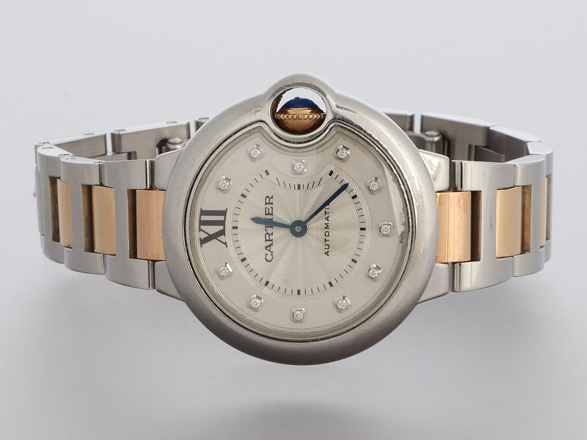 Cartier Two-Tone Diamond Markers Ballon Bleu Watch 33mm