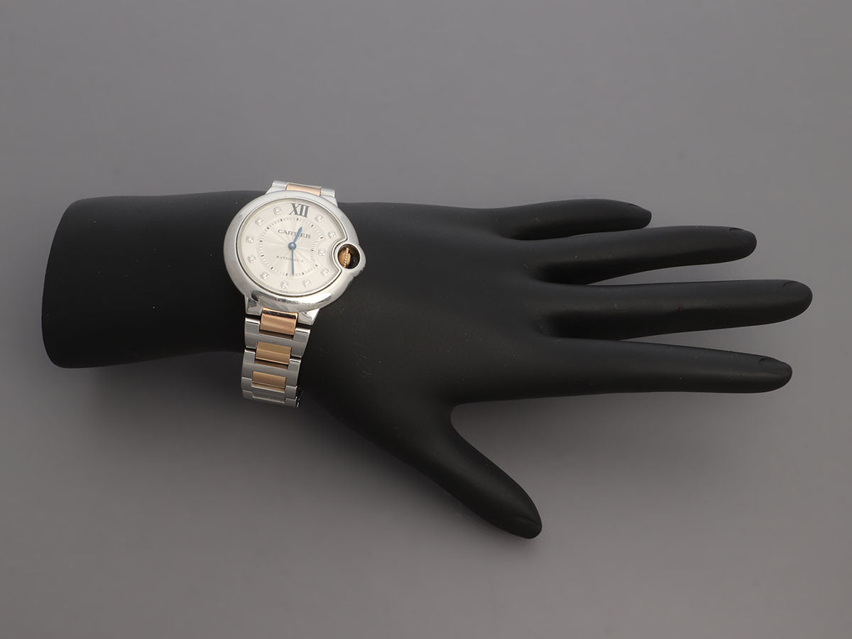 Cartier Two-Tone Diamond Markers Ballon Bleu Watch 33mm
