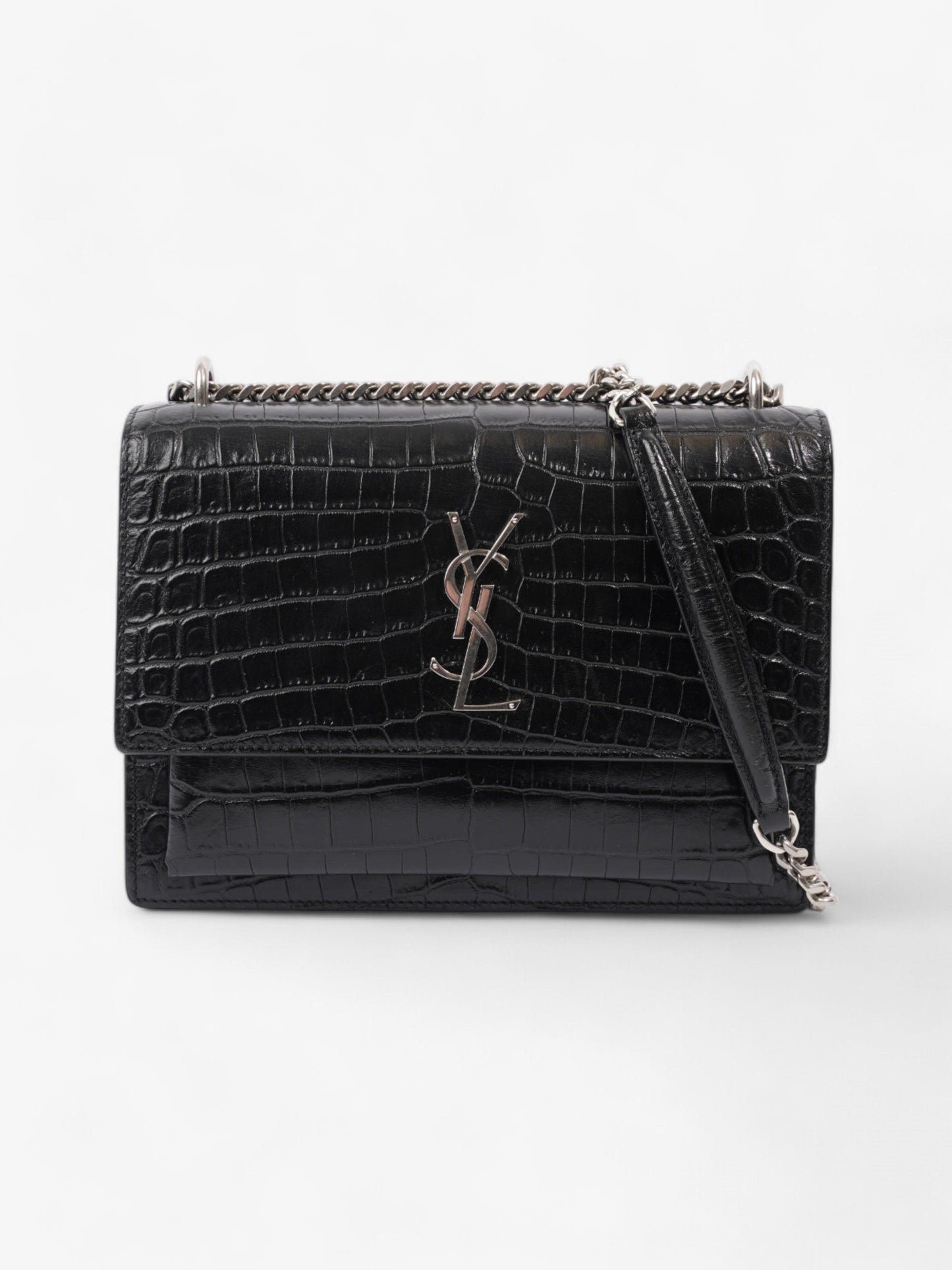 Saint Laurent Sunset Black Embossed Leather Medium