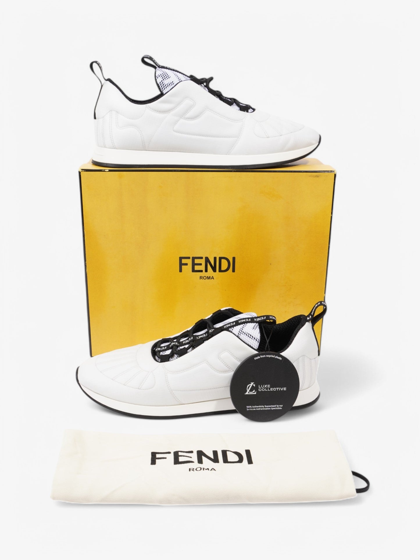 Fendi FFreedom Sneakers White / Black Technical Fabric EU 41 UK 8