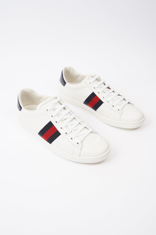 Gucci Ace Sneakers White  / Navy / Red Leather EU 39 UK 6