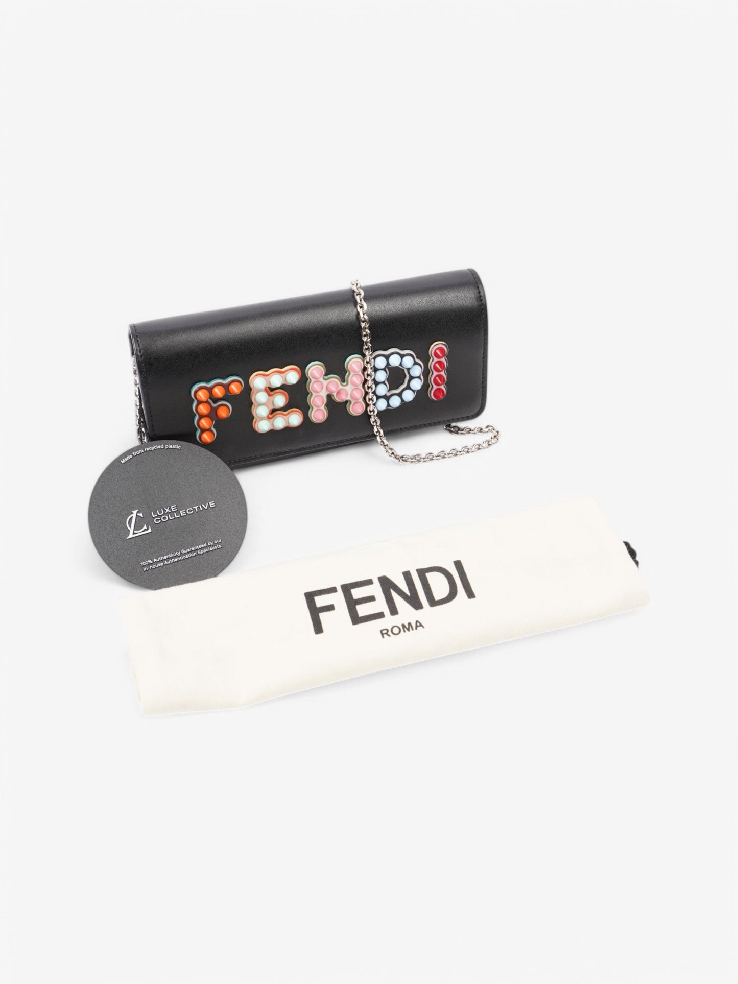 Fendi Wallet On Chain Black / Multicolour Leather