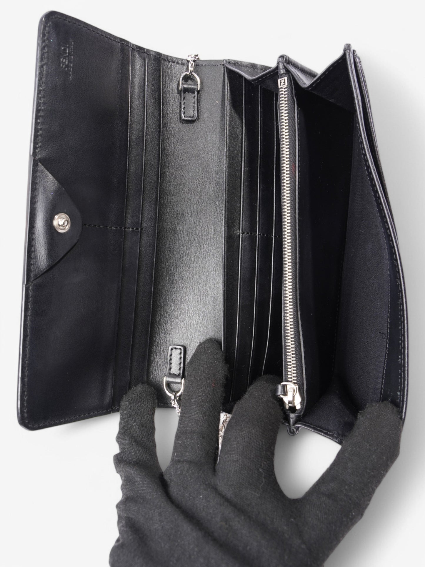 Fendi Wallet On Chain Black / Multicolour Leather