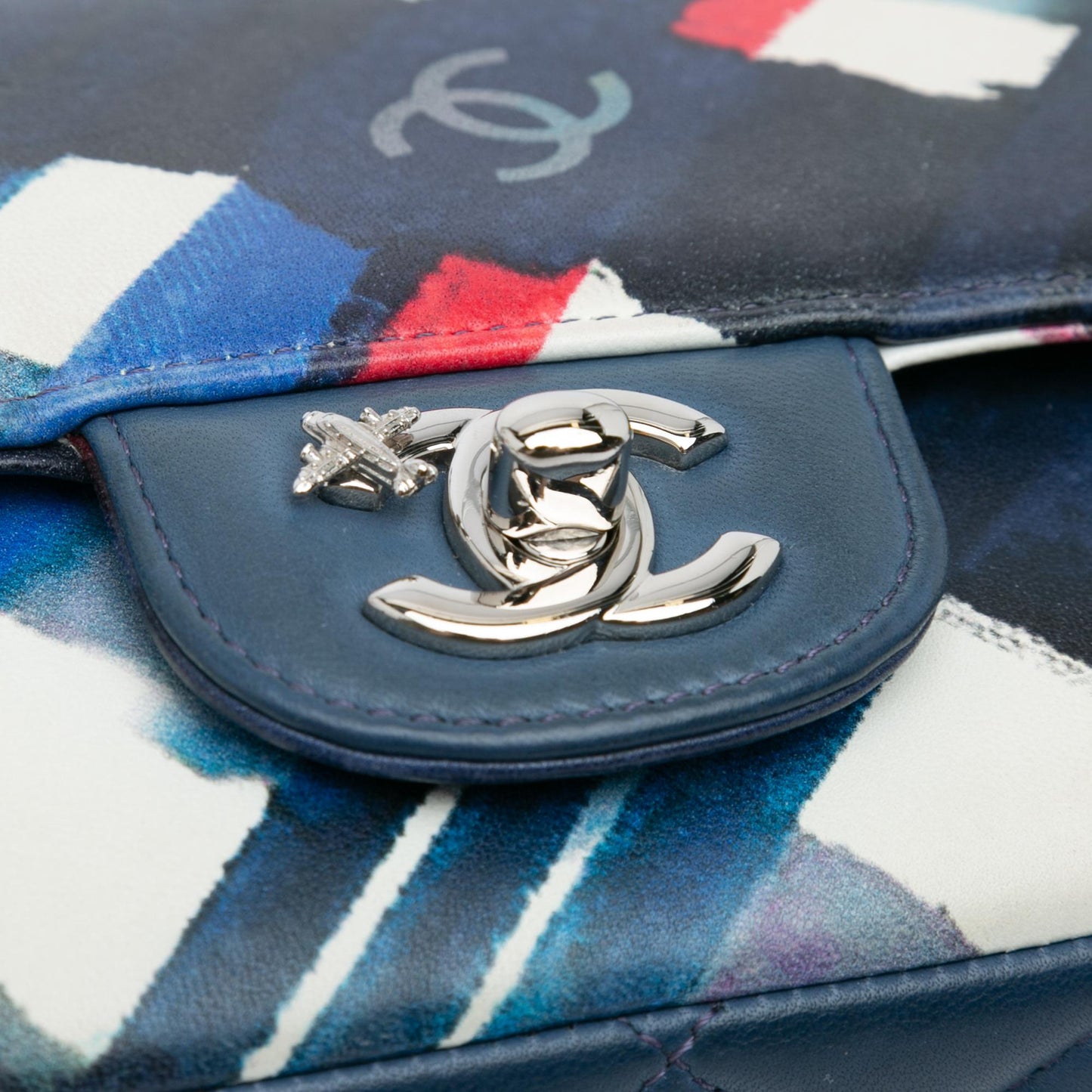 Chanel Mini Square Classic Printed Lambskin Airlines Flap (SHG-hfSUwf)