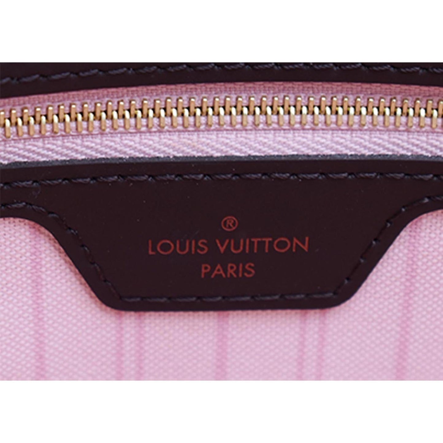 LOUIS VUITTON Neverfull MM Damier Ebene Tote Bag Rose Ballerine