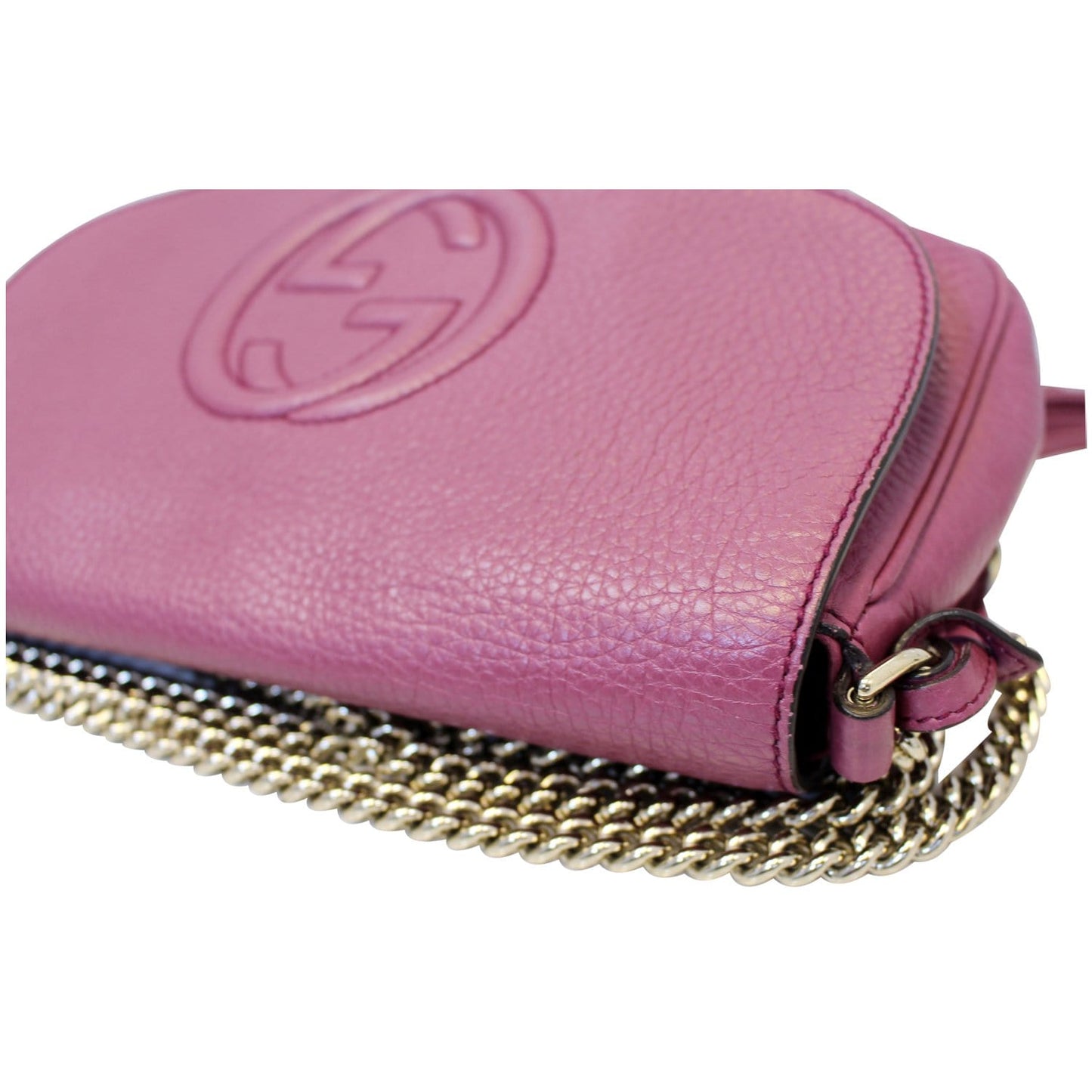 GUCCI Soho Chain Purple Leather Crossbody Bag