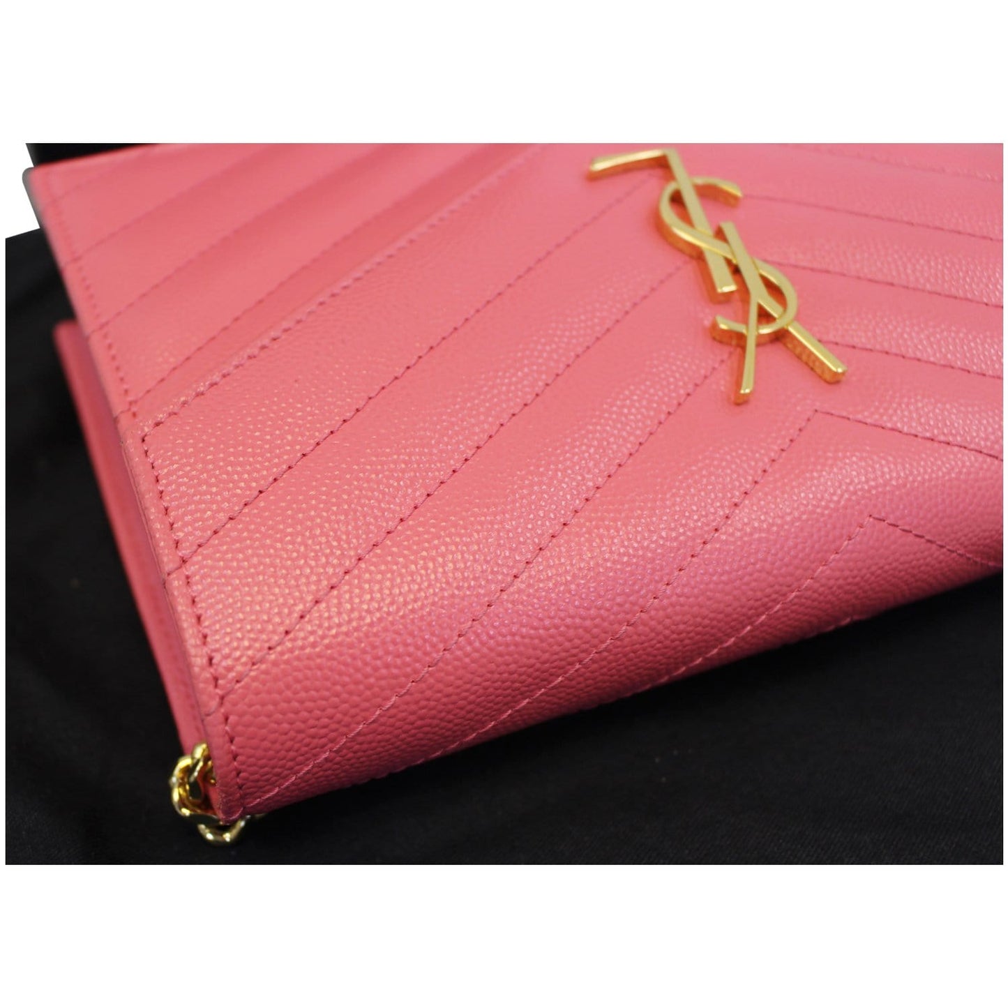 YVES Saint Laurent Monogram Matelasse Wallet-on-A-Chain Crossbody Bag Pink