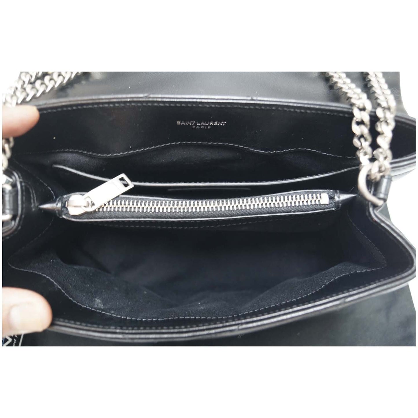 SAINT LAURENT Matelasse Loulou Monogram Calfskin Shoulder Bag Black